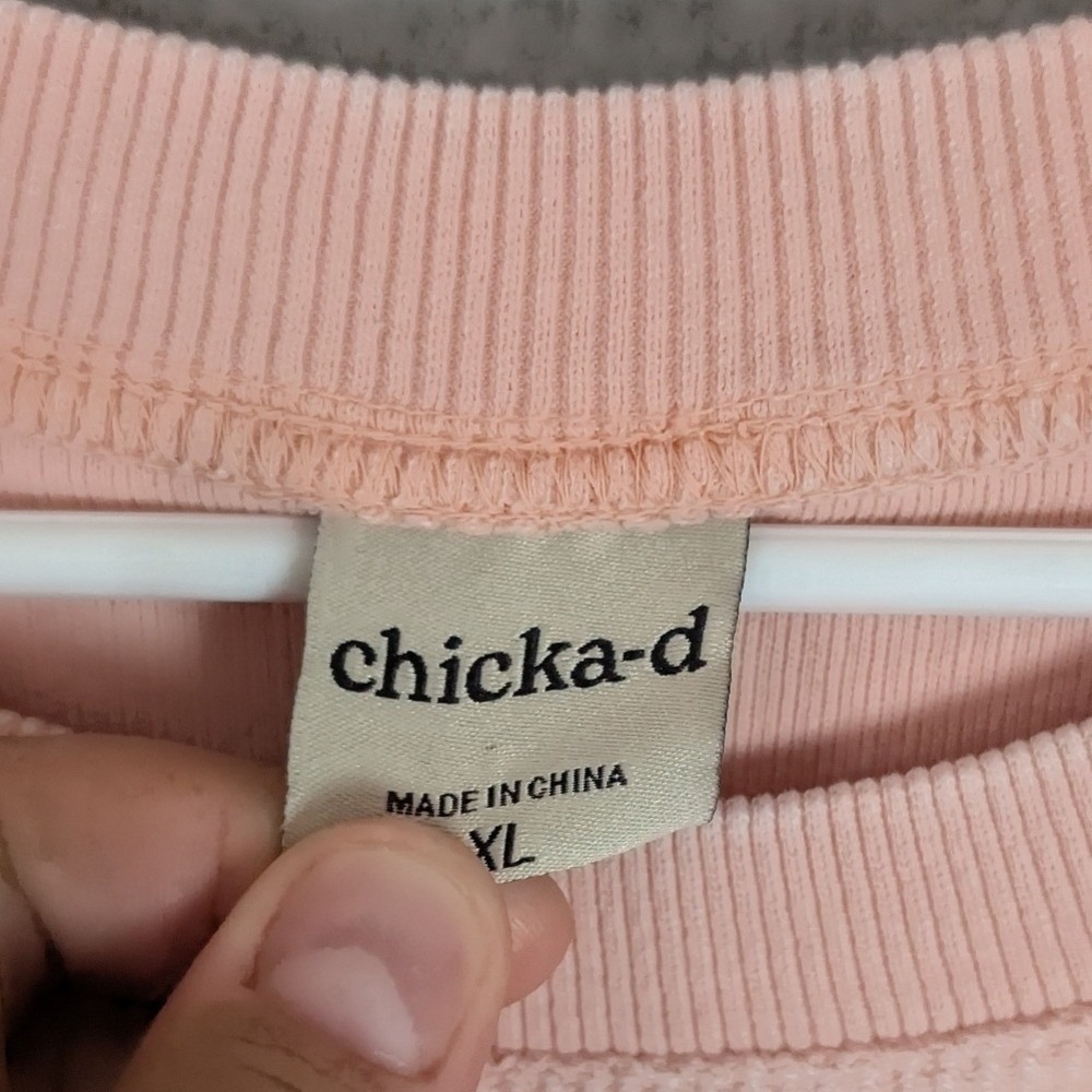 Chicka-d Sweater XL Pink Ribbed Goin To The Chapel Graphic Oversized Bridal - Picture 3 of 16